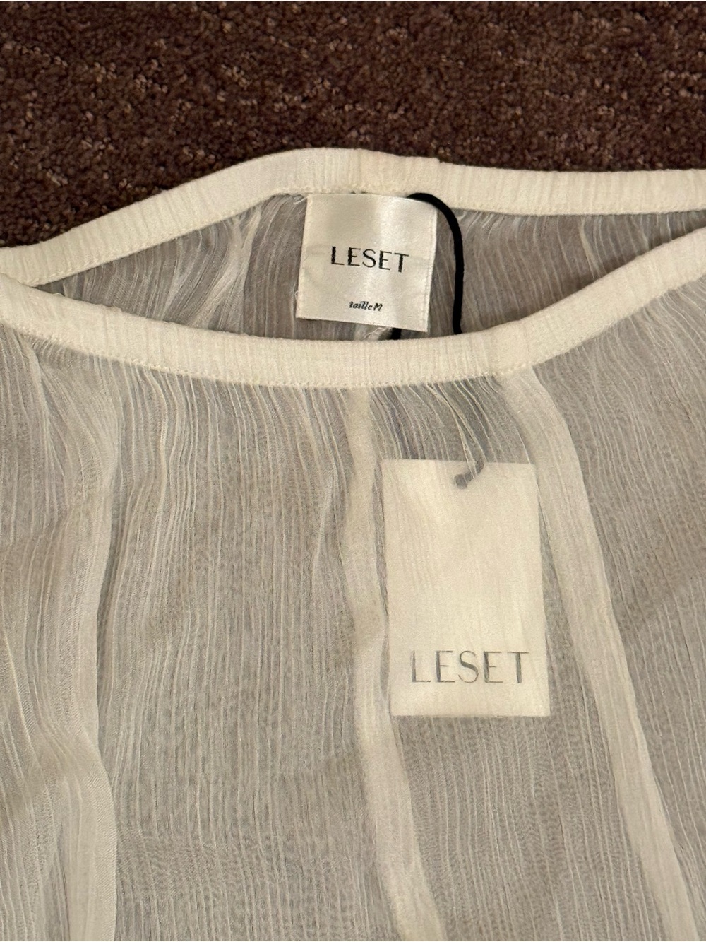 LESET Sheer White Wide-Leg Mesh Pants - Picture 2 of 3